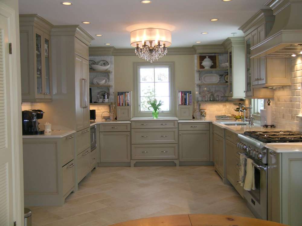 Grey Kitchen Cabinets with Subway Tile Backsplash