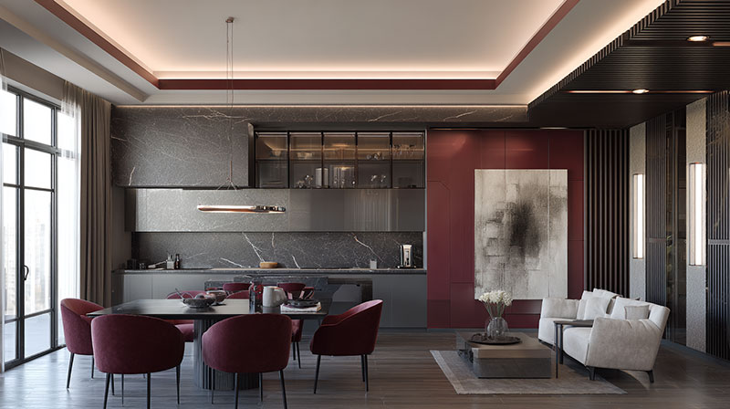 Gray Tones With Maroon