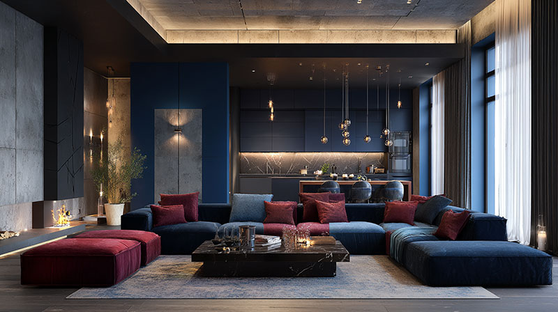 Navy Blue and Maroon