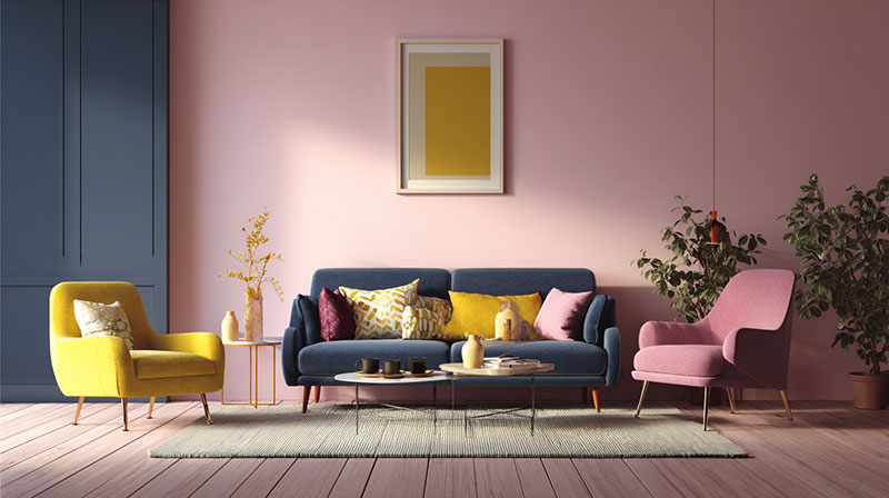 What Bold Colors Create Contrast With Light Pink Decor