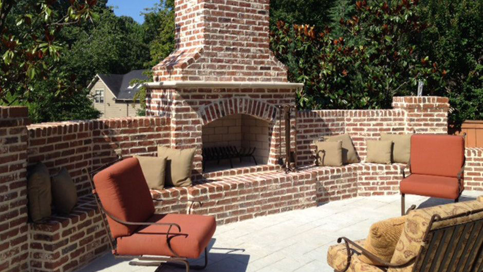 finished outdoor fireplace