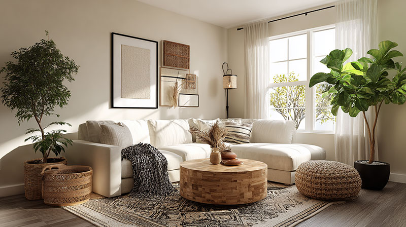 How to Arrange Furniture in a Minimalist Bohemian Living Room