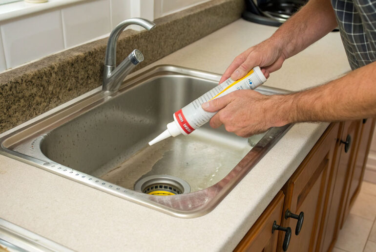 how to caulk a kitchen sink