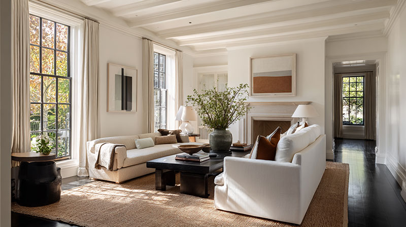 White or Off-White Walls With Dark Floors